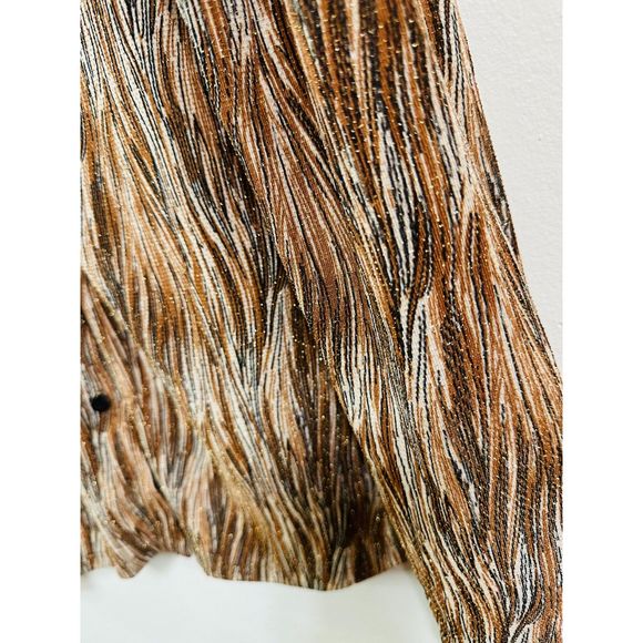 New York & Company Metallic Stretchy Career Button Up Blouse, Size L - Picture 3 of 4